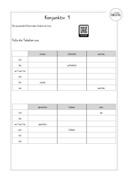 konjunktiv 1 arbeitsblatt mit losung deutsch ab klasse 5 Konjunktiv 1 Arbeitsblätter
Konjunktiv 1 Arbeitsblatt mit Lösung Deutsch ab Klasse 5 – Frau