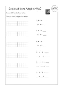 Verwandte Aufgaben (Plus) - Arbeitsblatt mit Lösung. Mathe Klasse 1
