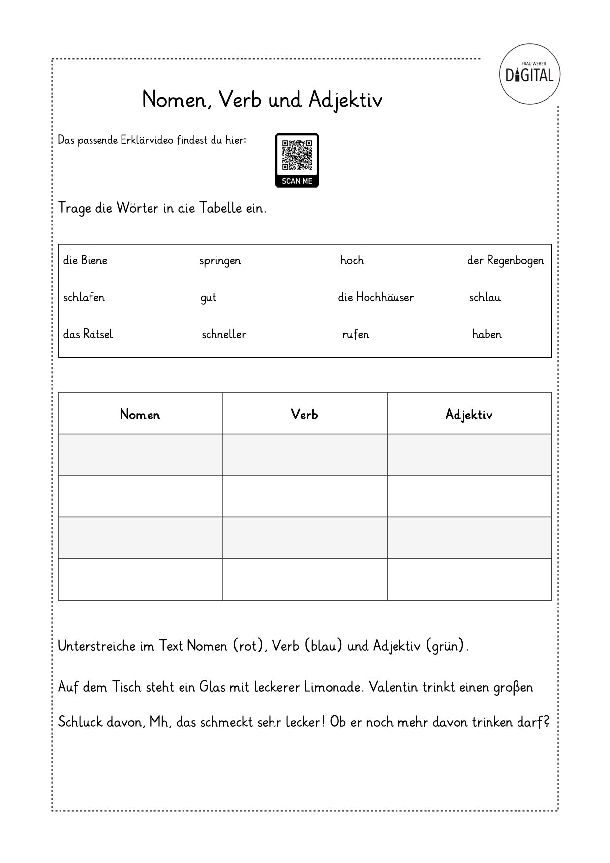 Verb Proben Deutsch Klasse 2 – Frau Weber digital